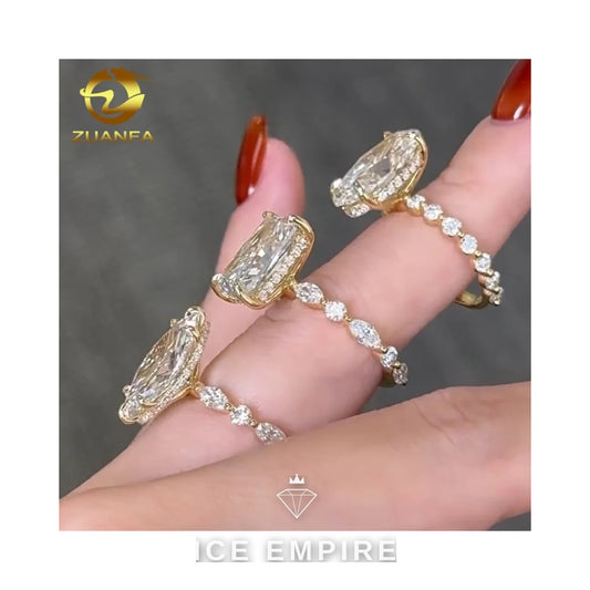 Iced Out 10K Gold Moissanite Engagement Ring