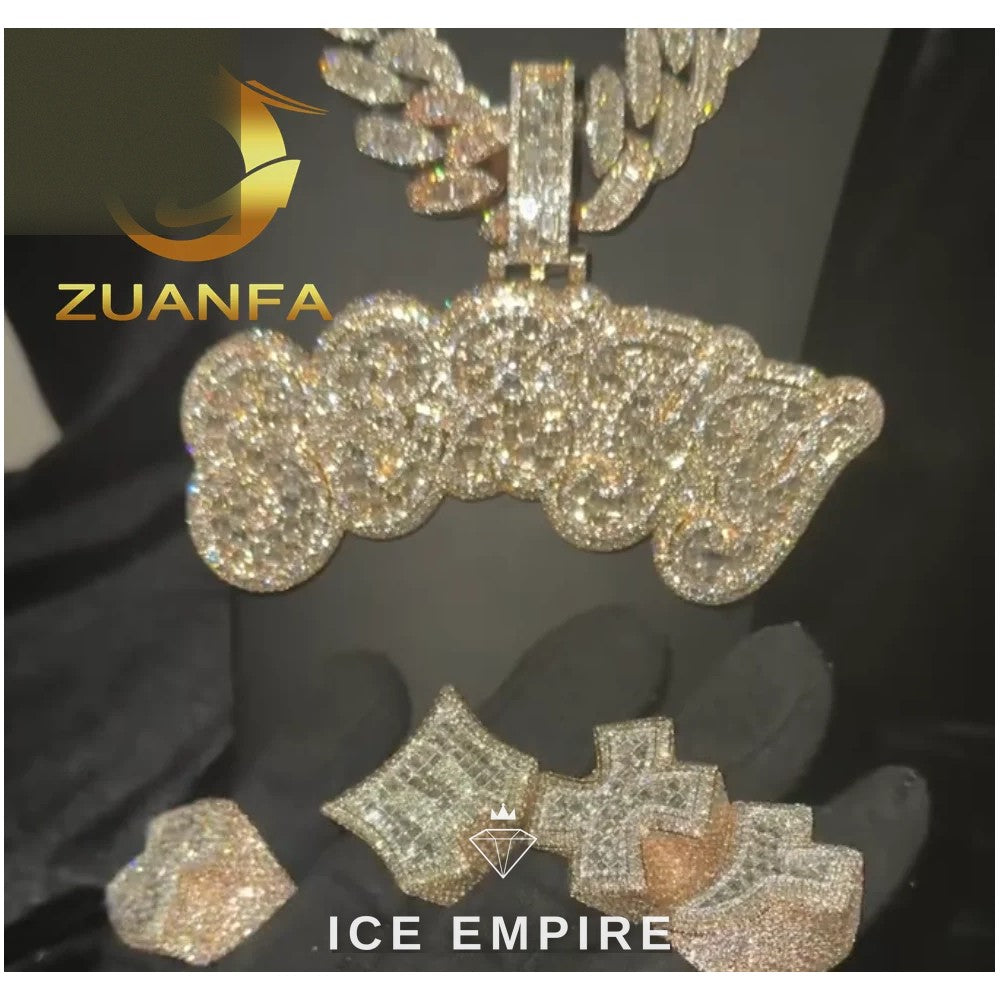 Iced Out Baguette Rose Gold Plated Moissanite Pendant