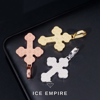 Iced Out Cross Rose Gold Plated Moissanite Pendant