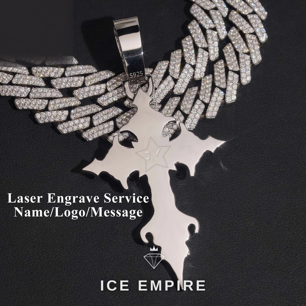 Iced Out Cross 925 Silver Moissanite Pendant