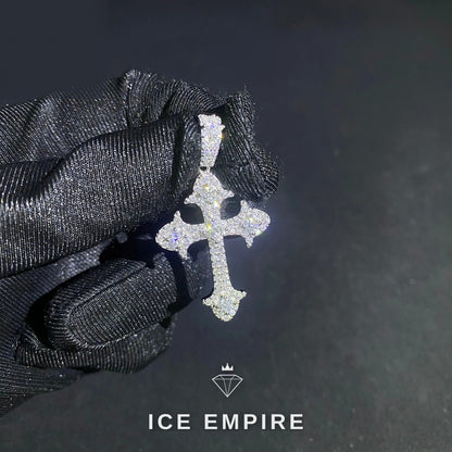 Iced Out Cross Rose Gold Plated Moissanite Pendant