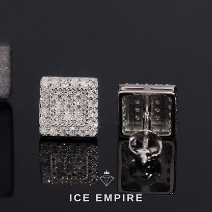 Iced Out 925 Silver Moissanite Stud Earrings