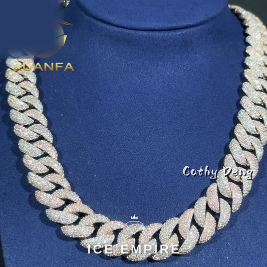 Iced Out Rose Gold Plated Moissanite Cuban Chain