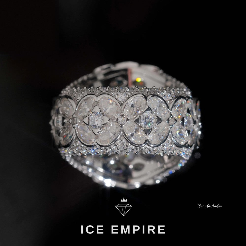 Iced Out 925 Silver Moissanite Ring