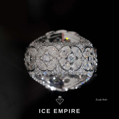 Iced Out 925 Silver Moissanite Ring