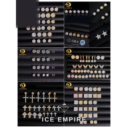 Iced Out 925 Silver Moissanite Stud Earrings