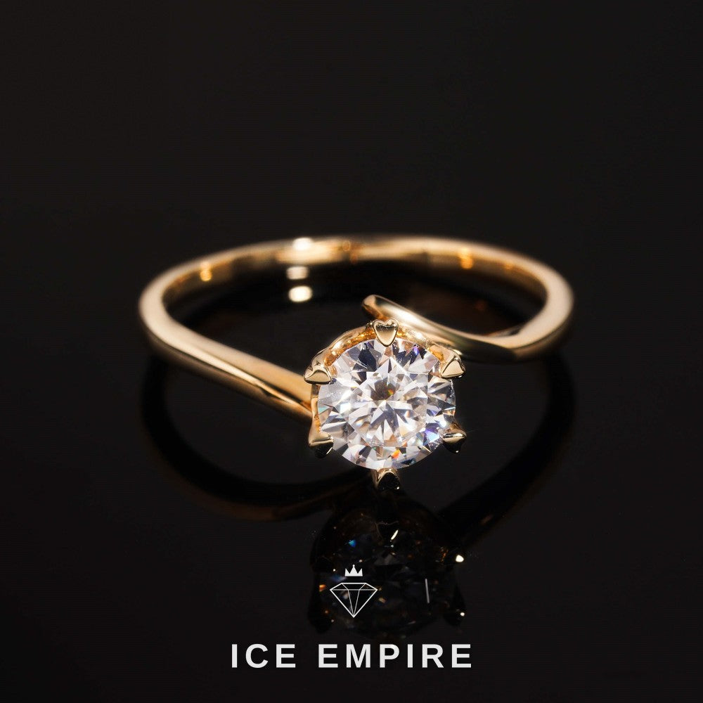 Iced Out Rose Gold Plated Moissanite Engagement Ring
