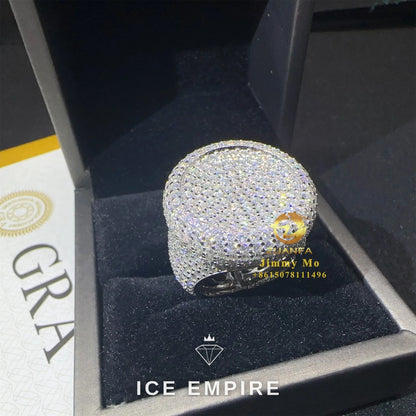 Iced Out 925 Silver Moissanite Ring