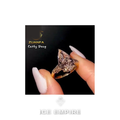 Iced Out 18K Gold Moissanite Engagement Ring