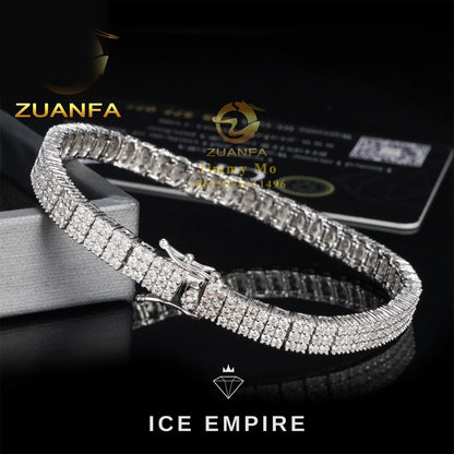 Iced Out Cluster 925 Silver Moissanite Tennis Chain