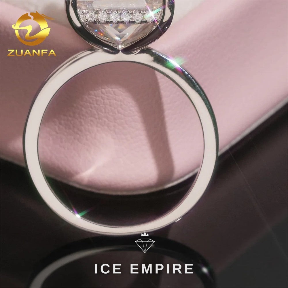 Iced Out 925 Silver Moissanite Wedding Band