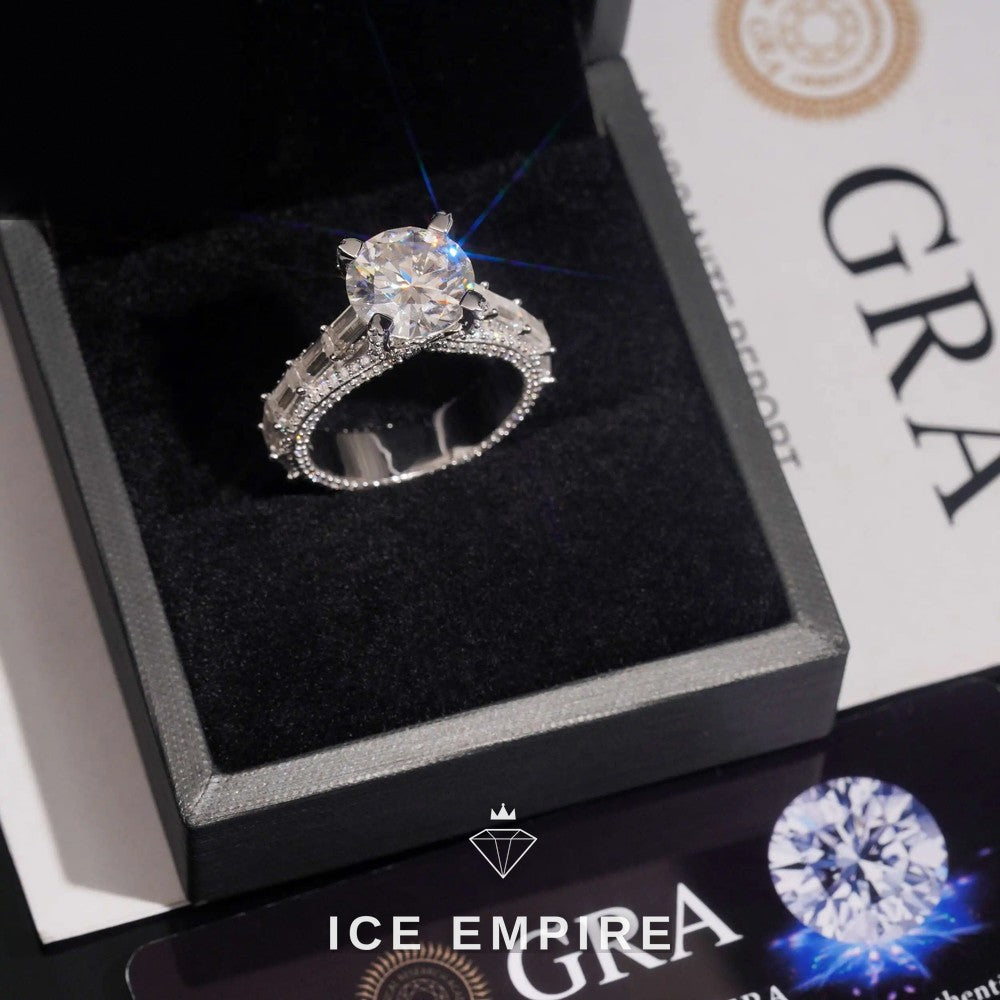 Iced Out 925 Silver Moissanite Wedding Band