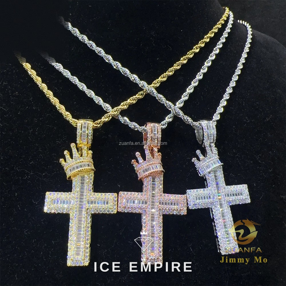 Iced Out Baguette Rose Gold Plated Moissanite Pendant