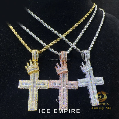 Iced Out Baguette Rose Gold Plated Moissanite Pendant