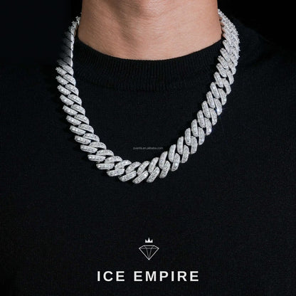 Iced Out Baguette 925 Silver Moissanite Cuban Chain
