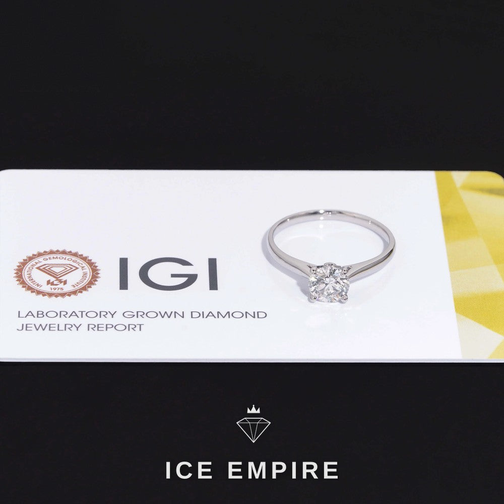 Iced Out 925 Silver Lab Grown Diamond Engagement Ring