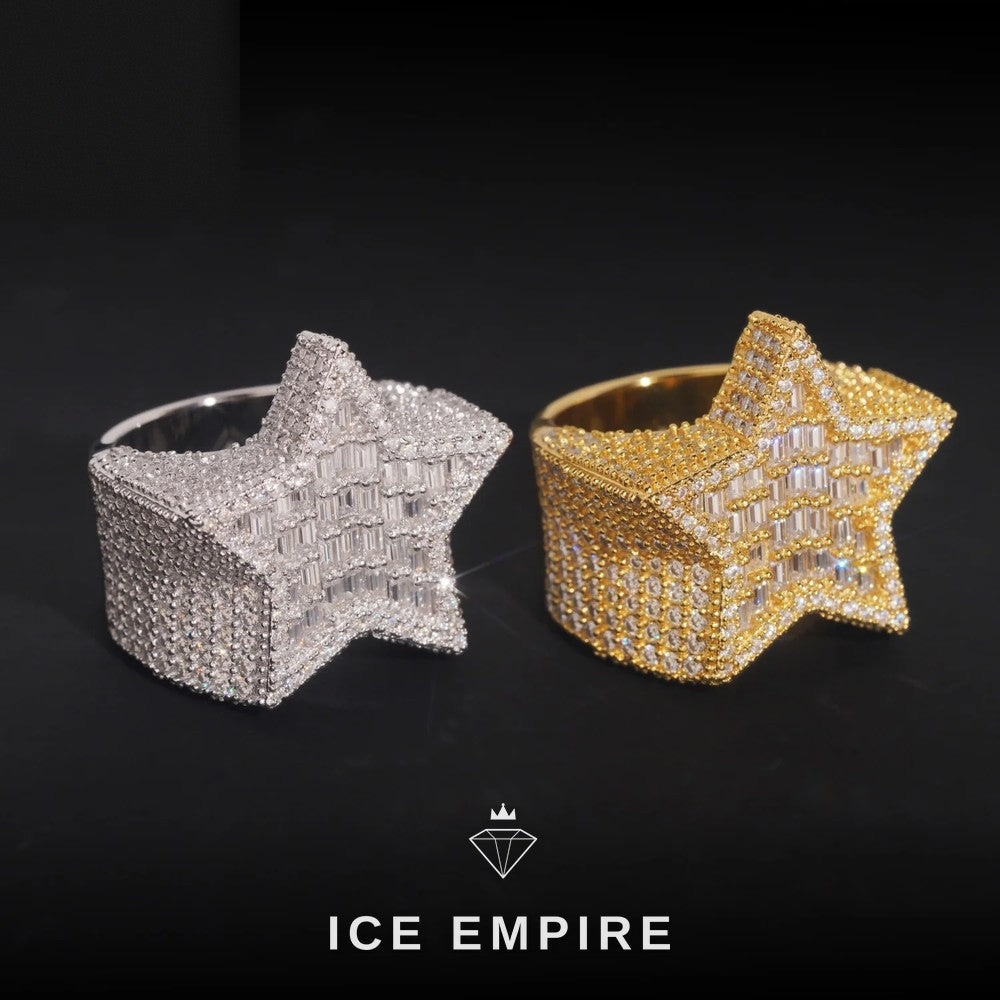 Iced Out Baguette Rose Gold Plated Moissanite Ring