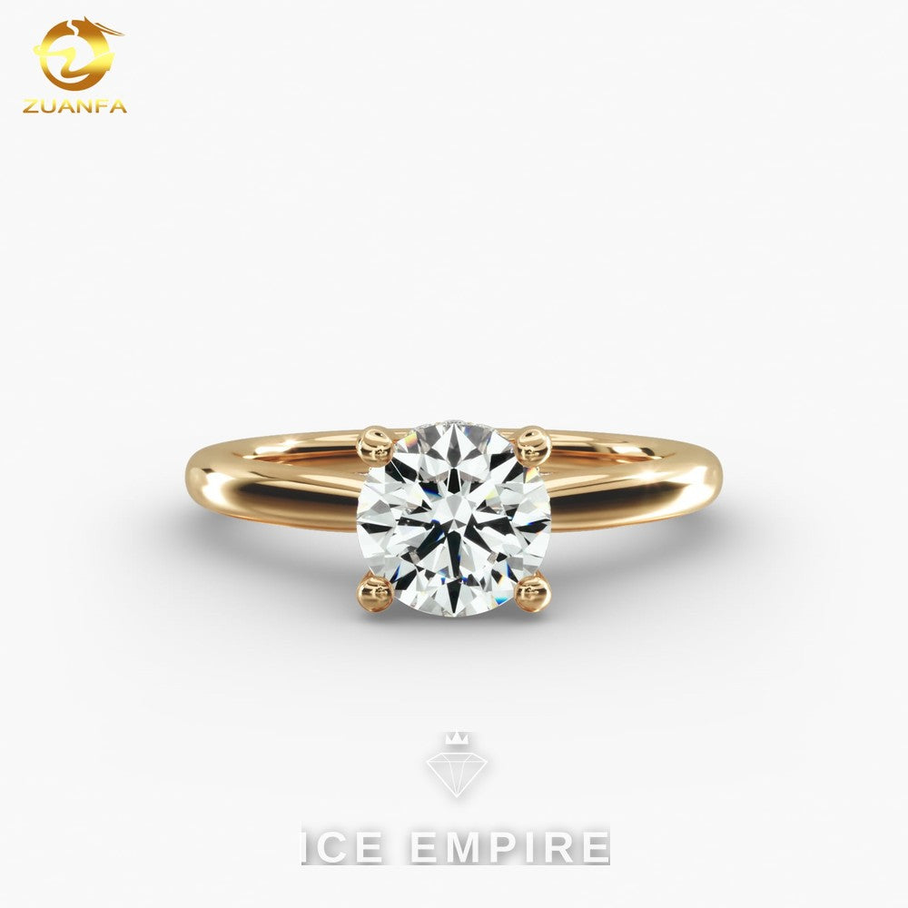 Iced Out Rose Gold Plated Moissanite Engagement Ring