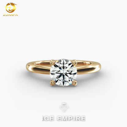 Iced Out Rose Gold Plated Moissanite Engagement Ring