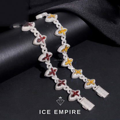 Iced Out Cross 925 Silver Moissanite Cuban Chain