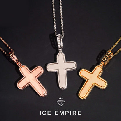 Iced Out Cross Rose Gold Plated Pendant