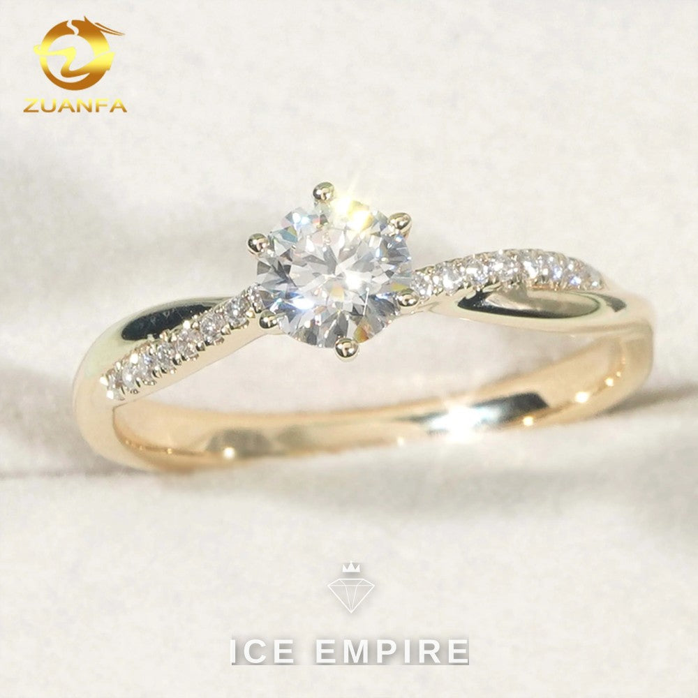 Iced Out 9K Gold Moissanite Engagement Ring