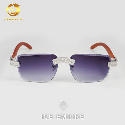 Iced Out Baguette 925 Silver Moissanite Glasses