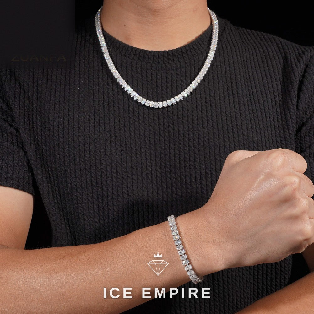 Iced Out 925 Silver Moissanite Tennis Chain