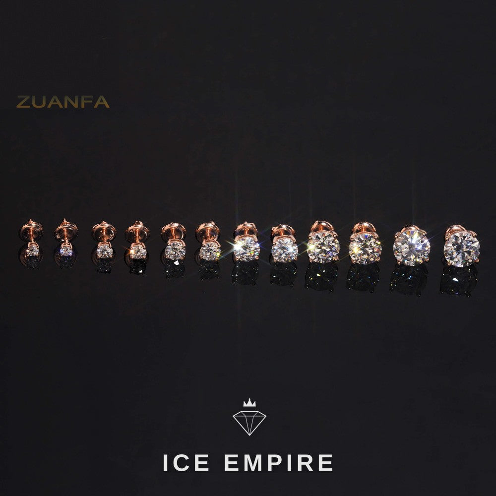 Iced Out 10K Gold Moissanite Stud Earrings