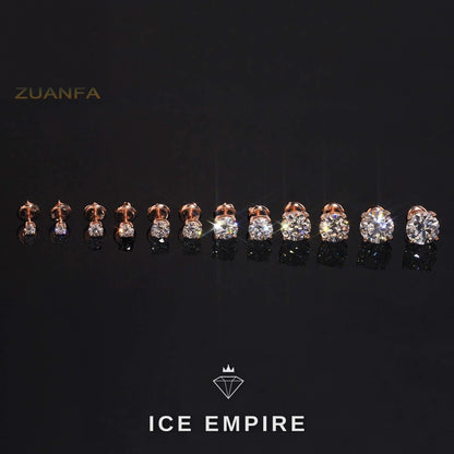 Iced Out 10K Gold Moissanite Stud Earrings