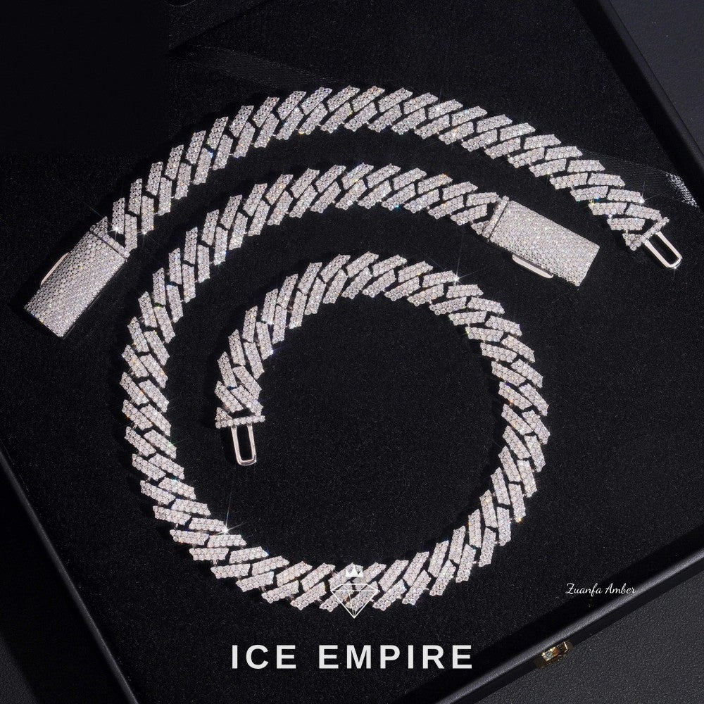 Iced Out 14K Gold Moissanite Cuban Chain