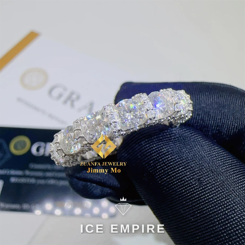 Iced Out 925 Silver Moissanite Engagement Ring