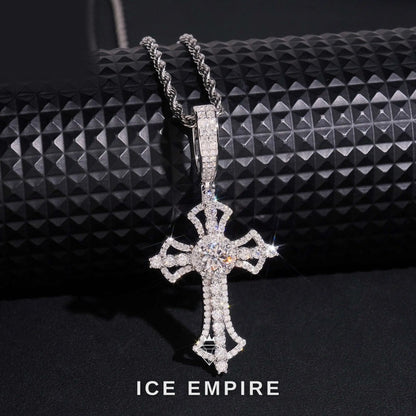 Iced Out Cross 925 Silver Moissanite Pendant