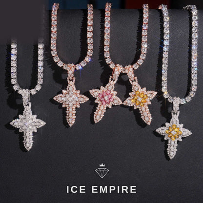 Iced Out Cross Gold Plated Moissanite Pendant