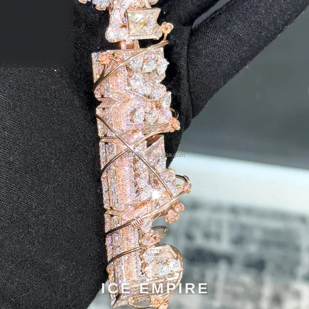 Iced Out Rose Gold Moissanite Pendant