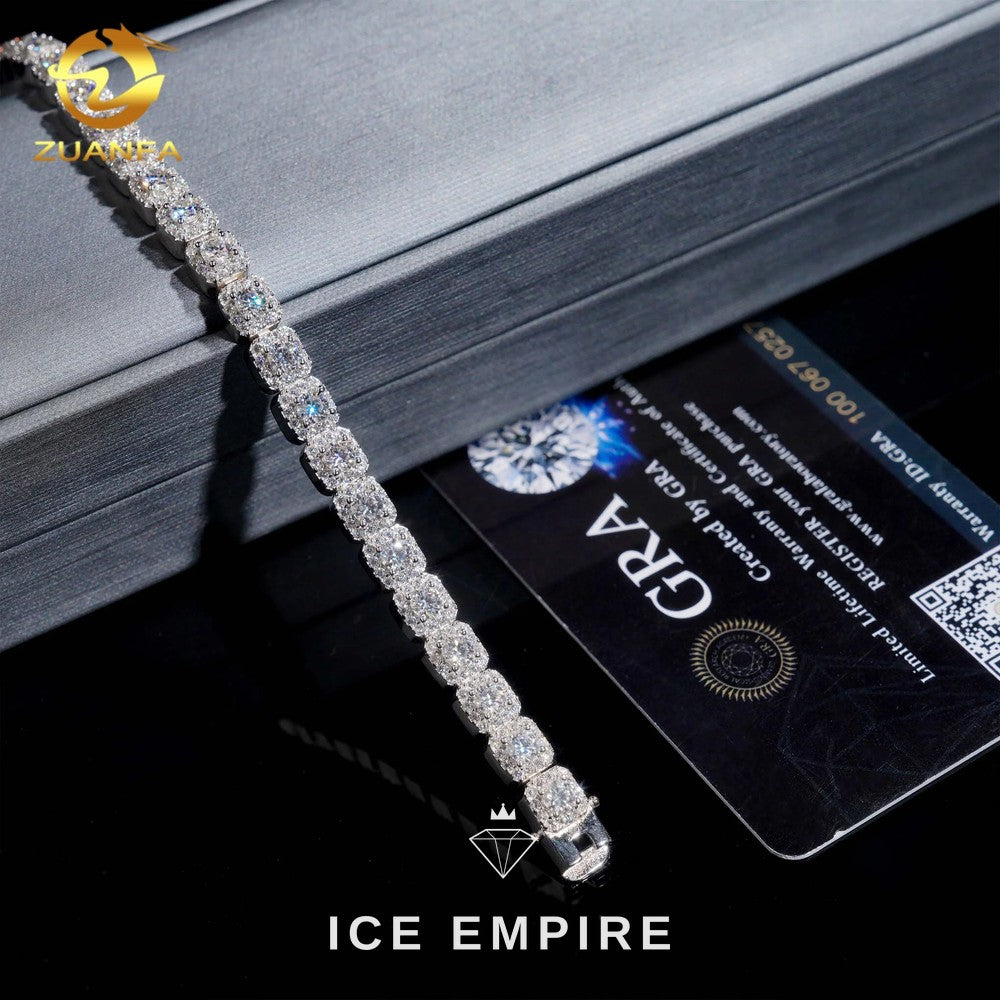 Iced Out Cluster 18K Gold Moissanite Tennis Bracelet