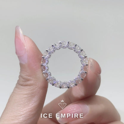 Iced Out 925 Silver Moissanite Wedding Band
