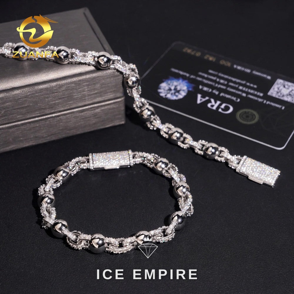 Iced Out 925 Silver Moissanite Cuban Chain