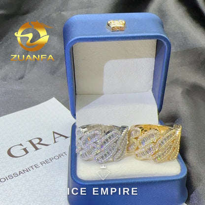 Iced Out Baguette 925 Silver Moissanite Cuban Chain