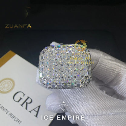 Iced Out Baguette Rose Gold Plated Moissanite Ring
