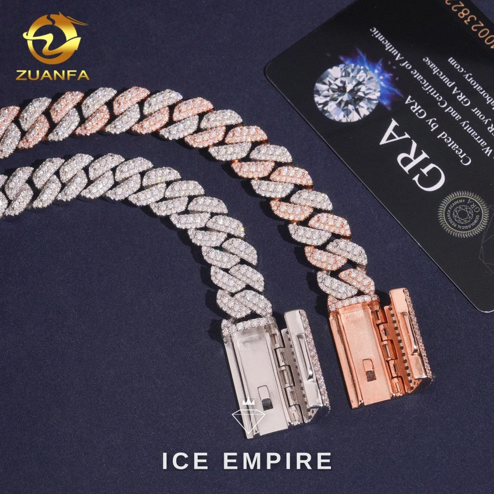 Iced Out 925 Silver Moissanite Cuban Chain