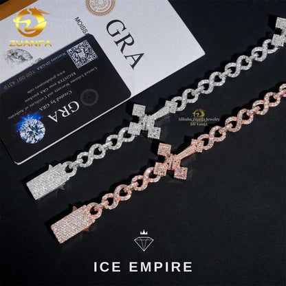 Iced Out Baguette Rose Gold Plated Moissanite Cuban Chain