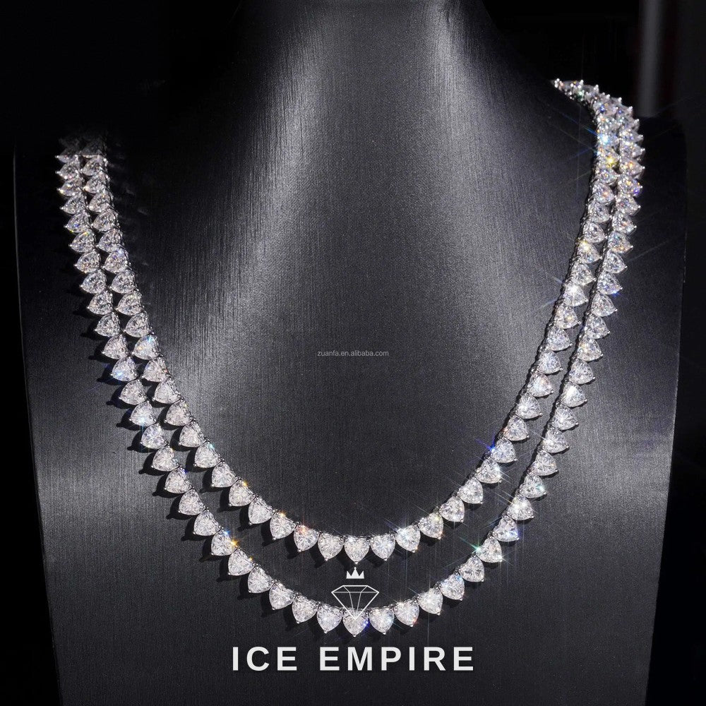 Iced Out Cluster 925 Silver Moissanite Cuban Chain