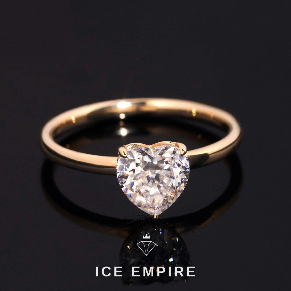 Iced Out Heart 14K Gold Moissanite Wedding Band