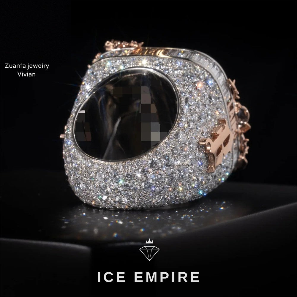 Iced Out Rose Gold Plated Moissanite Ring