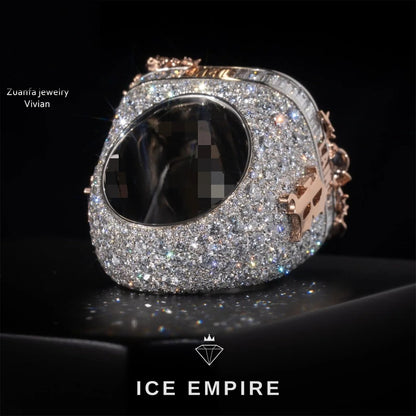 Iced Out Rose Gold Plated Moissanite Ring