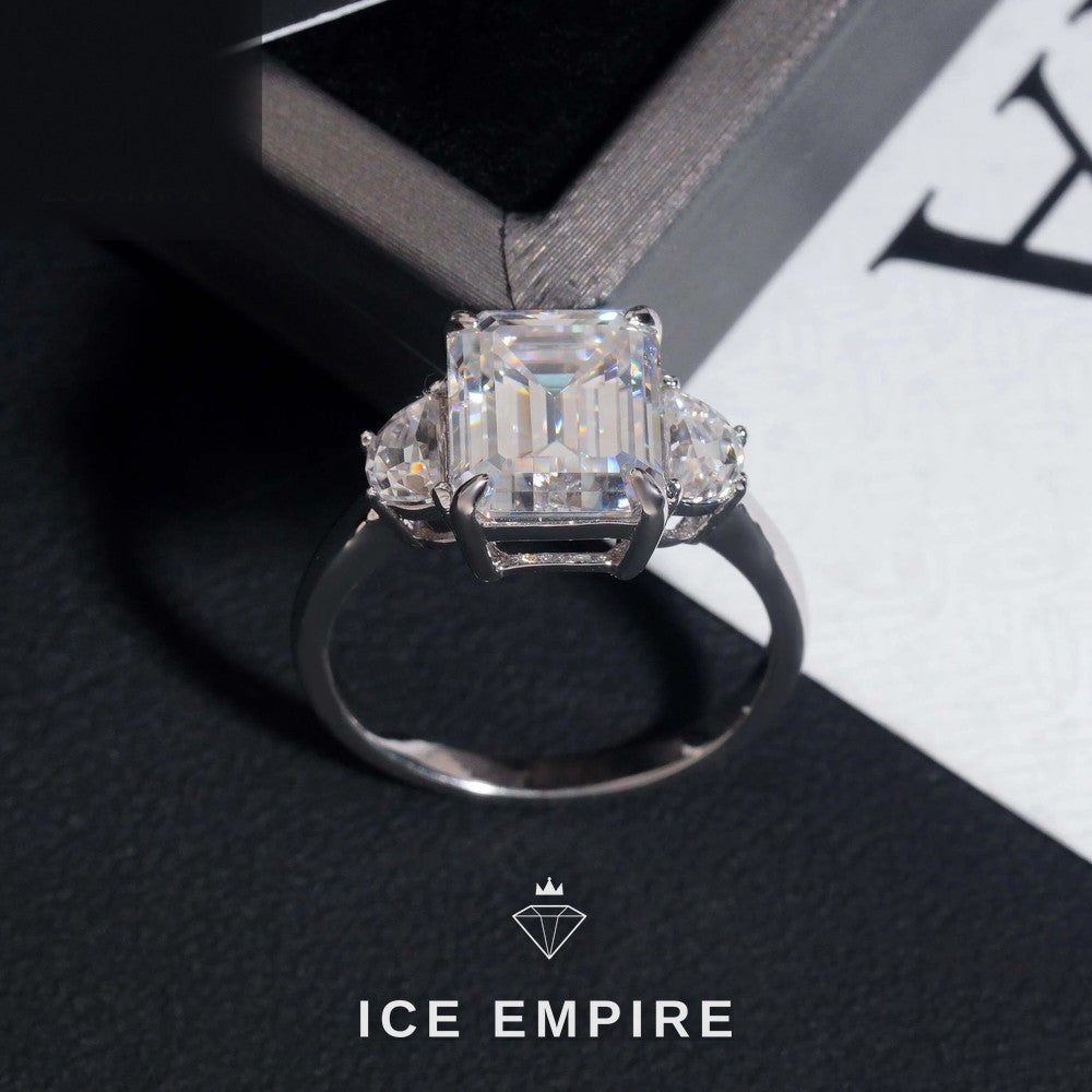 Iced Out 925 Silver Moissanite Wedding Band