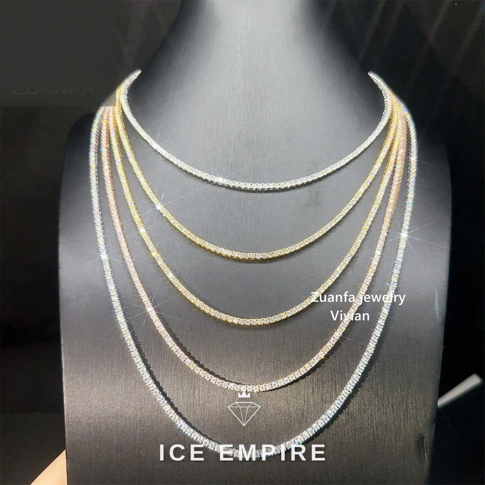 Iced Out Rose Gold Plated Moissanite Tennis Chain