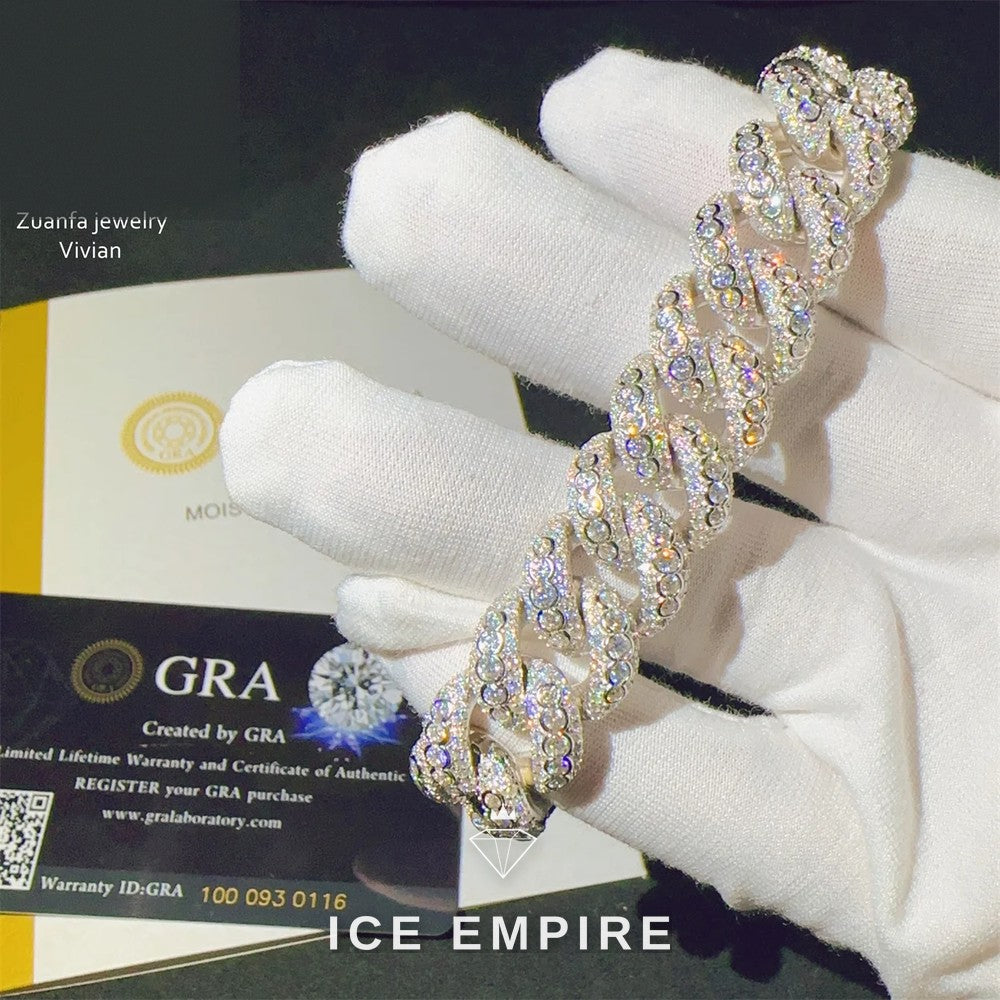 Iced Out 925 Silver Moissanite Cuban Chain
