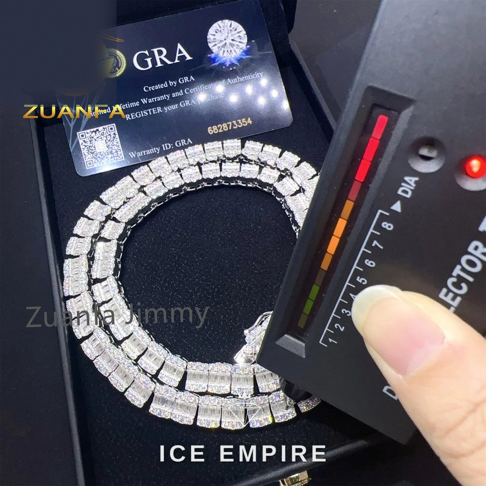 Iced Out Baguette Rose Gold Plated Moissanite Cuban Chain